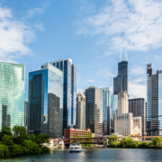 West,Wacker,Drive,Skyline,In,Chicago,As,Seen,From,The