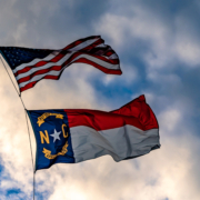 This,Is,The,America,And,North,Carolina,Flag,Flying,Beautifully