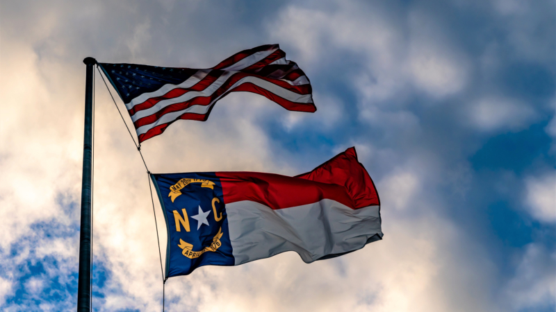 This,Is,The,America,And,North,Carolina,Flag,Flying,Beautifully
