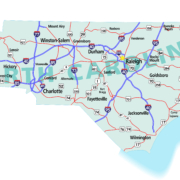 North,Carolina,State,Road,Map,With,Interstates,,U.s.,Highways,And
