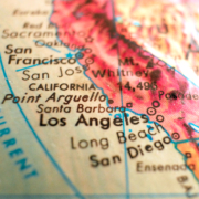 Southern,California,Isolated,Focus,Macro,Shot,On,Globe,Map,For