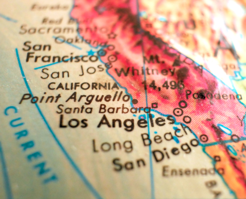 Southern,California,Isolated,Focus,Macro,Shot,On,Globe,Map,For