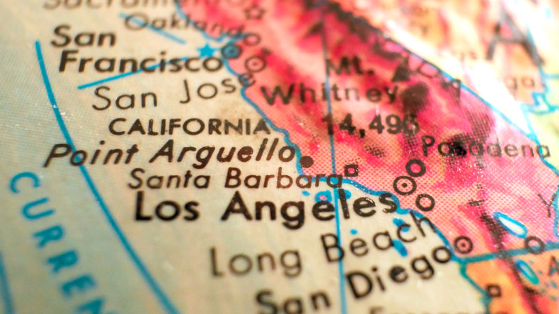 Southern,California,Isolated,Focus,Macro,Shot,On,Globe,Map,For