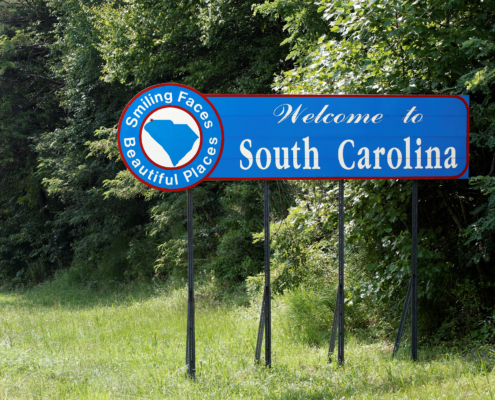 A,Welcome,Sign,At,The,South,Carolina,State,Line.