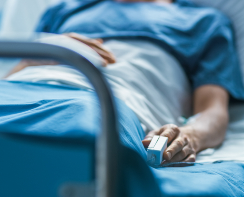 In,The,Hospital,Sick,Male,Patient,Sleeps,On,The,Bed.