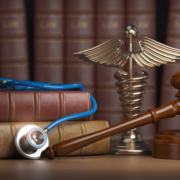 Gavel,,Stethoscope,And,Caduceus,Sign,On,Books,Background.,Mediicine,Laws