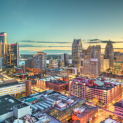 Detroit,,Michigan,,Usa,Downtown,Skyline,From,Above,At,Dusk.