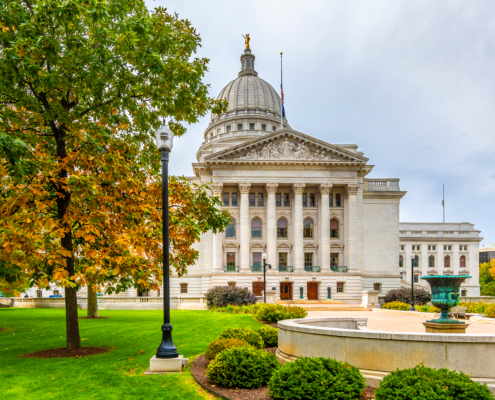 Wisconsin,State,Capitol,View,In,Madison,City,Of,Usa