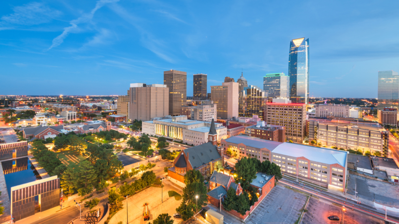 Oklahoma,City,,Oklahoma,,Usa,Downtown,Skyline,At,Twilight.