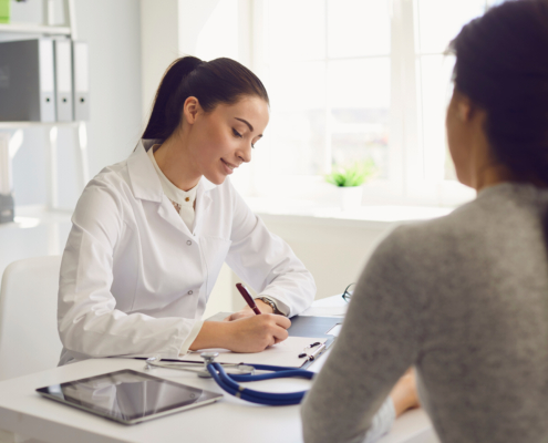 Woman,Patient,Visiting,Female,Doctor,At,Clinic,Office.,Medical,Work