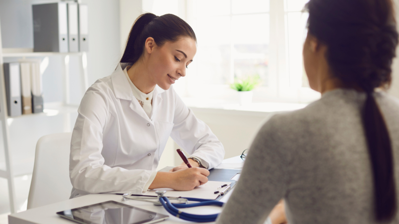 Woman,Patient,Visiting,Female,Doctor,At,Clinic,Office.,Medical,Work