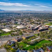 Aerial,View,Of,Large,University,In,Utah,With,Salt,Lake