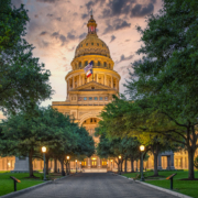 Austin,State,Capitol,With,Beautiful,Yellow,Sunset