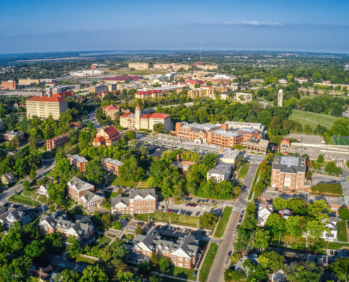 Aerial,View,Of,Lawrence,,Kansas,And,Its,State,University