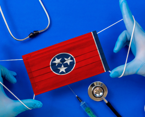 Medical,Mask,With,The,Flag,Of,Tennessee,In,The,Hands