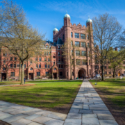 Yale,University,Buildings,In,Spring,Blue,Sky,In,New,Haven,