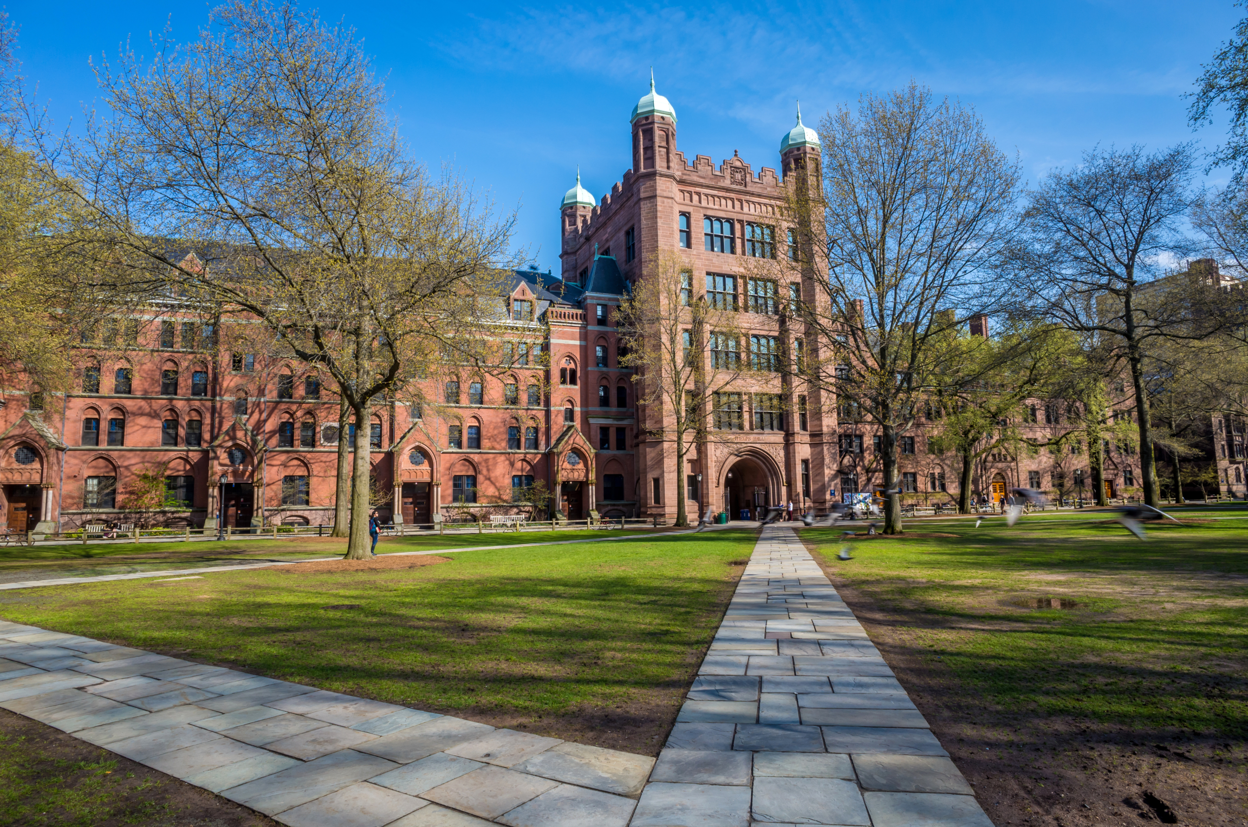 Yale,University,Buildings,In,Spring,Blue,Sky,In,New,Haven,