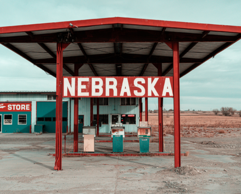 Old,Gas,Station,Signs,In,Nebraska