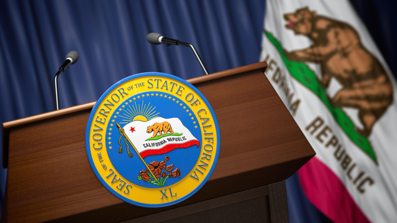 Press,Conference,Of,Governor,Of,The,State,Of,California,Concept.