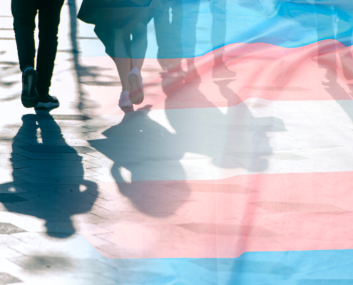 Transgender,Flag,,Shadows,And,Silhouettes,Of,People,On,A,Road,