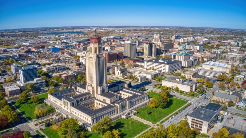 Aerial,View,Of,Lincoln,,Nebraska,In,Autumn