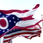 The,Flag,Of,The,Us,State,Of,Ohio,Waving,In