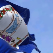 The,Us,State,Flag,Of,Virginia,Waving,In,The,Wind.