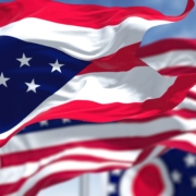 The,Ohio,State,Flag,Waving,Along,With,The,National,Flag