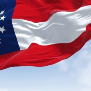The,State,Flag,Of,Georgia,Waving,In,The,Wind.,Georgia