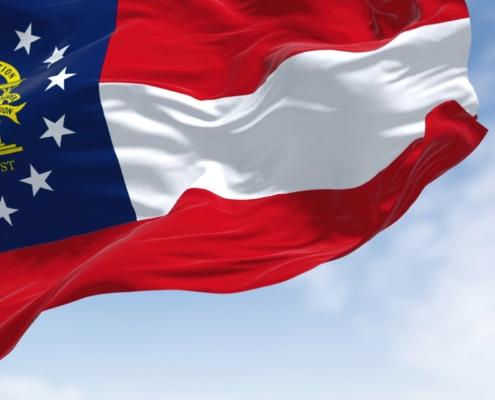 The,State,Flag,Of,Georgia,Waving,In,The,Wind.,Georgia