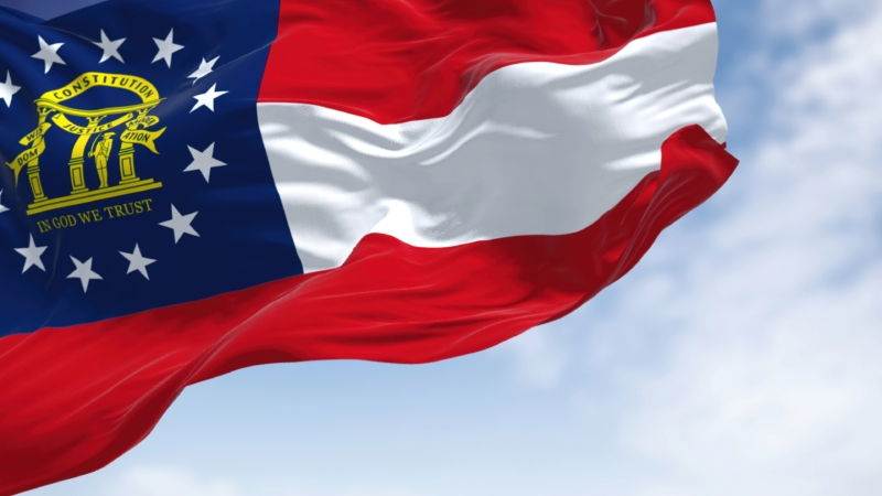 The,State,Flag,Of,Georgia,Waving,In,The,Wind.,Georgia