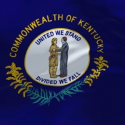 The,Us,State,Flag,Of,Kentucky,Waving,In,The,Wind.