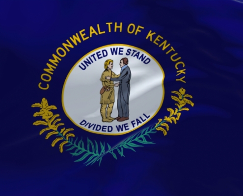 The,Us,State,Flag,Of,Kentucky,Waving,In,The,Wind.