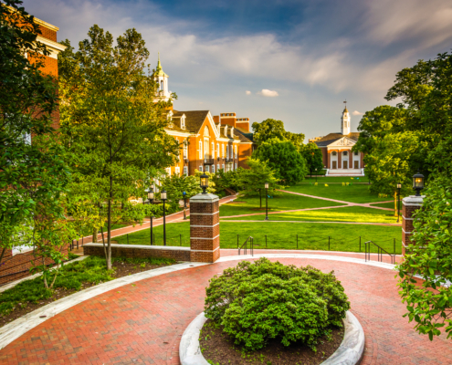 View,Of,Buildings,At,John,Hopkins,University,In,Baltimore,,Maryland.