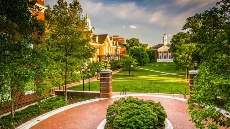 View,Of,Buildings,At,John,Hopkins,University,In,Baltimore,,Maryland.
