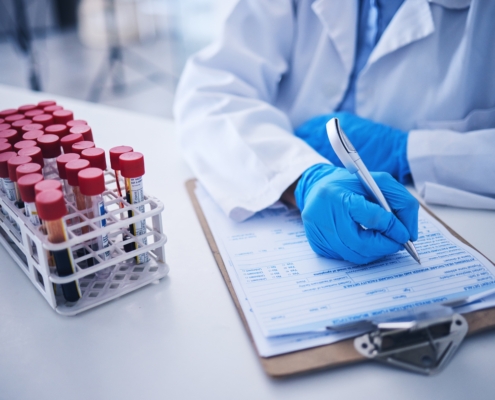 Blood,Test,,Medicine,Documents,And,Hands,In,Laboratory,For,Healthcare