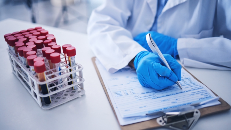 Blood,Test,,Medicine,Documents,And,Hands,In,Laboratory,For,Healthcare