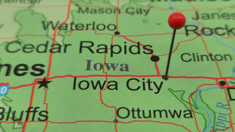 Map,Of,Iowa,City,In,Johnson,County,,Iowa.