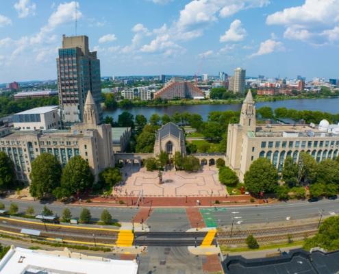 Boston,University,Marsh,Plaza,And,Marsh,Chapel,Aerial,View,At