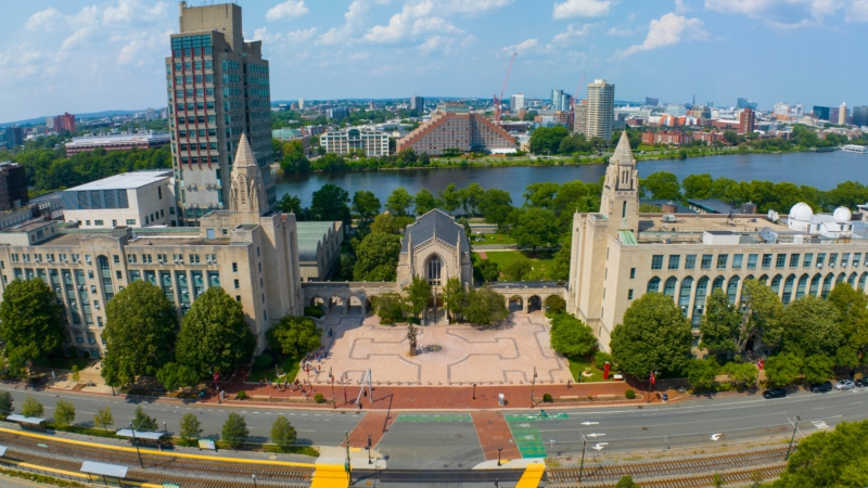 Boston,University,Marsh,Plaza,And,Marsh,Chapel,Aerial,View,At