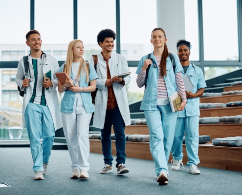 Group,Of,Medical,And,Nursing,Students,Leaving,The,Amphitheater,After