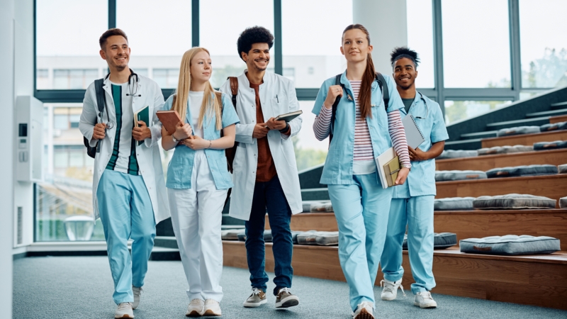 Group,Of,Medical,And,Nursing,Students,Leaving,The,Amphitheater,After