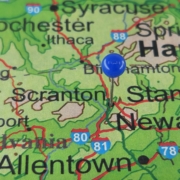 Scranton,,Pennsylvania,Marked,By,A,Blue,Map,Tack.,The,City