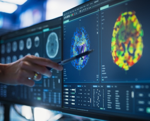 Modern,Medical,Research,Center:,Anonymous,Doctor,Pointing,At,Desktop,Computer