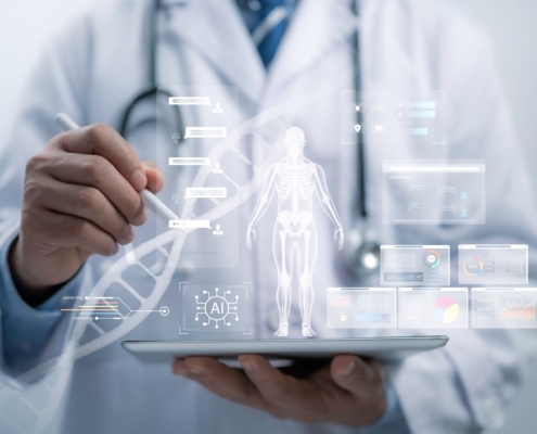 Medical,Worker,Touch,Virtual,Medical,Revolution,And,Advance,Of,Technology