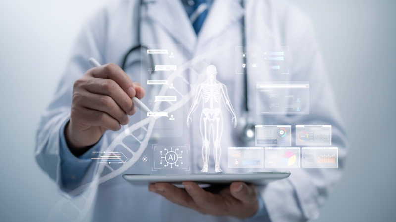 Medical,Worker,Touch,Virtual,Medical,Revolution,And,Advance,Of,Technology