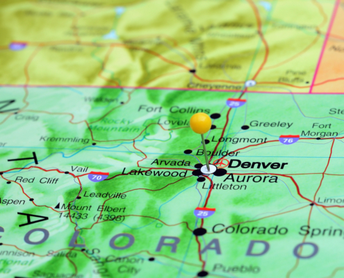 Denver,Pinned,On,A,Map,Of,Usa
