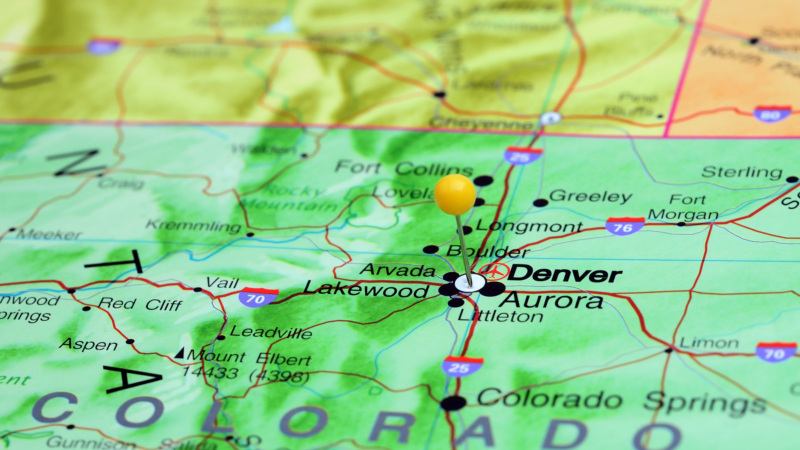 Denver,Pinned,On,A,Map,Of,Usa