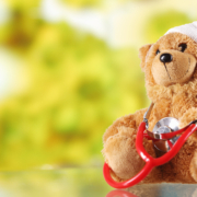 Close,Up,Bandaged,Plush,Teddy,Bear,With,Stethoscope,Device,On