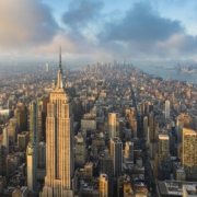 Aerial,Wide,Angle,Skyline,Panorama,Of,New,York,City,At